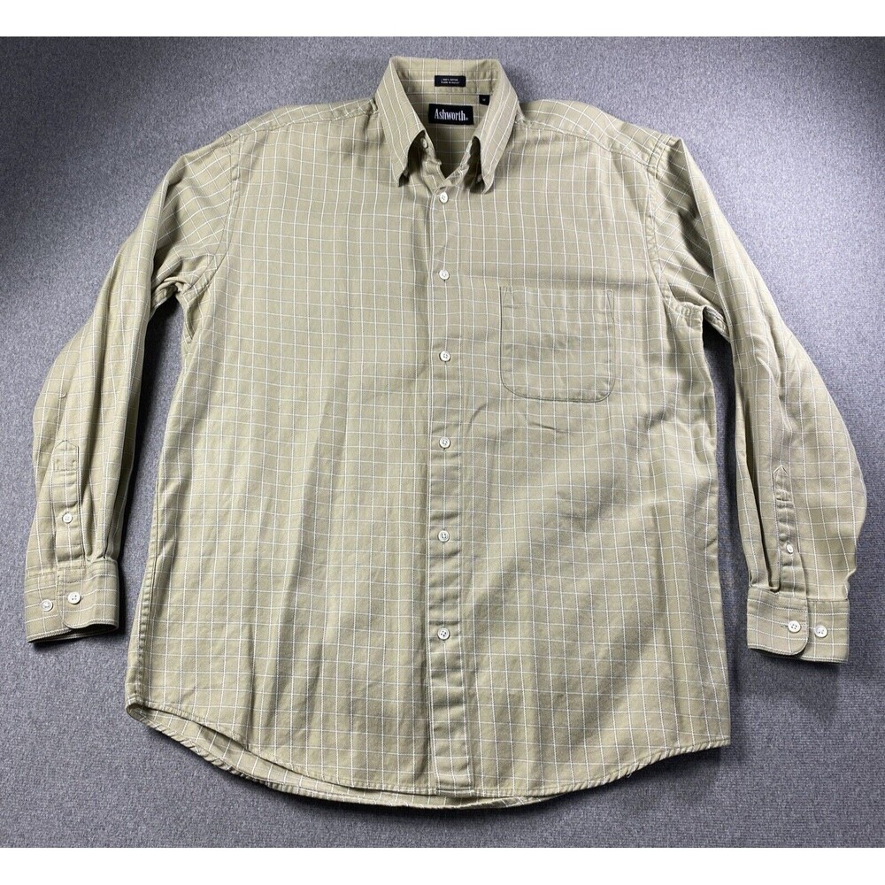 Ashworth Shirt Mens Long Sleeve Plaid Button Down Casual Size M